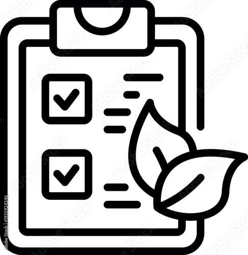Clipboard with check marks and leaves symbolizing eco conscious choices for a greener future