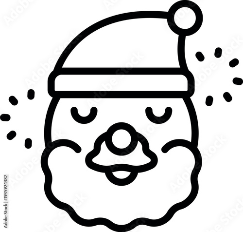 Minimalist line art illustration of dreaming santa claus face, perfect for christmas projects