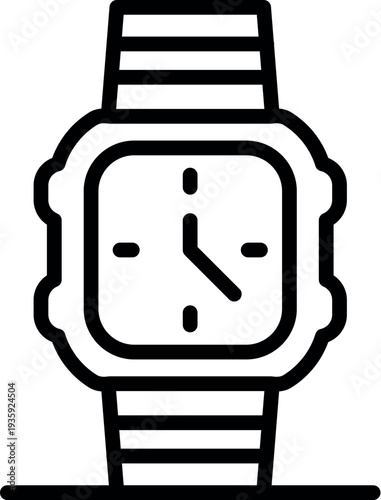 Stylish smartwatch boasting a square face and striped wristband, indicating the current time