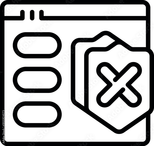 Website losing protection with a crossed shield indicating a security breach