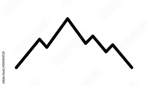 Vector line graph illustration depicting a fluctuating trend with multiple peaks and valleys in black lines