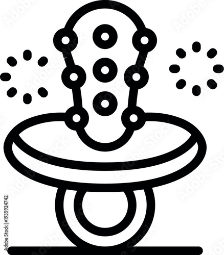 Black and white line drawing of a baby pacifier, emphasizing simplicity and childcare