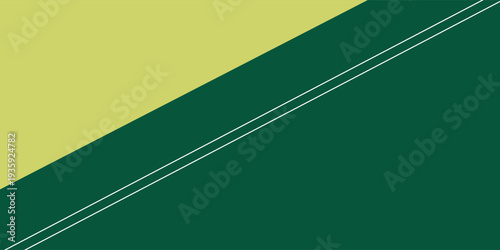 Modern abstract graphic design featuring a bold diagonal split between deep forest green and vibrant chartreuse, accented with subtle double white lines for a clean and contemporary visual