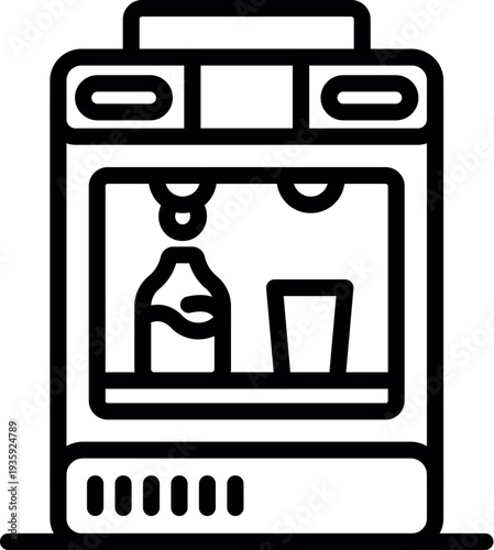 Water dispenser machine pouring fresh water into a glass bottle with a cup nearby, promoting hydration and refreshment