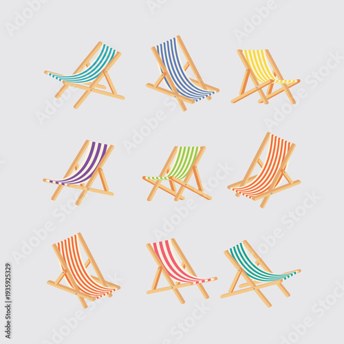 Collection of Striped Beach Chairs