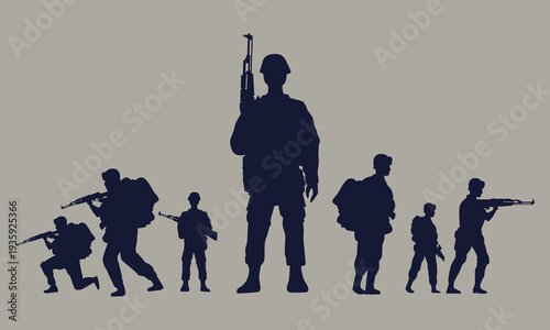 Silhouettes of Military Soldiers