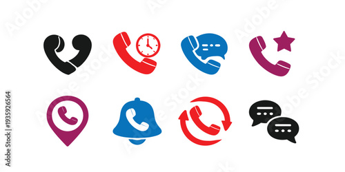 Call icon set telephone and messaging symbols for communication