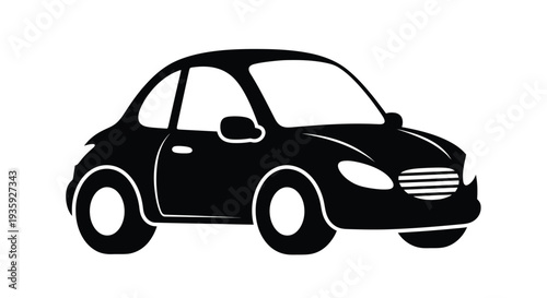 Simple black silhouette of a classic rounded automobile design