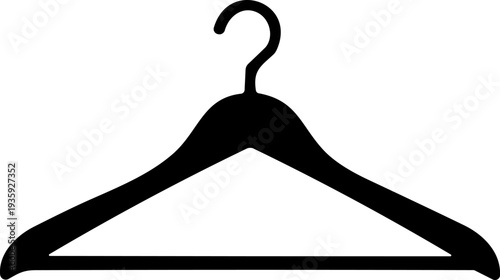 Clothes hanger silhouette icon vector illustration featuring curved hook and triangular frame for fashion, laundry, and organization motifs