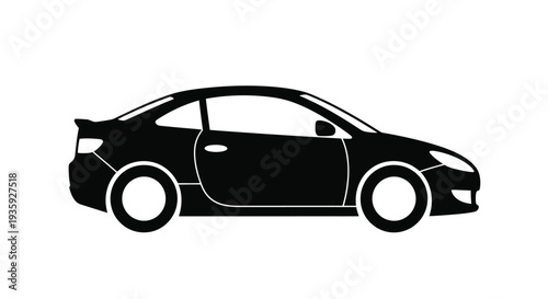 Simple black silhouette of a modern sports car viewed from the side