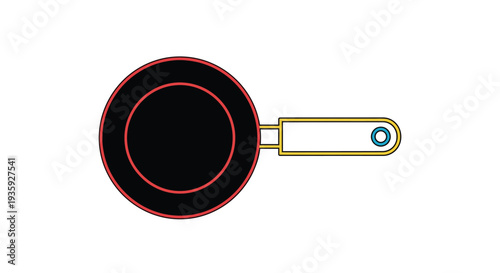 Simple illustration of a frying pan with a black interior and red exterior