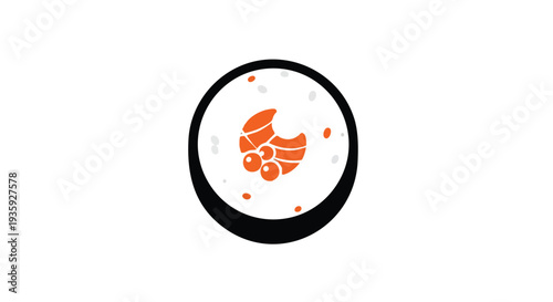 Sushi Roll with Shrimp and Roe Vector Icon