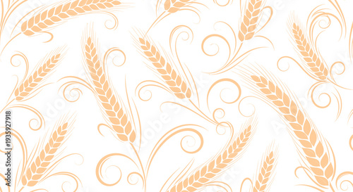 Wheat stalk decorative pattern, agricultural motif design, harvest themed artwork, organic crop illustration, nature inspired background, farming texture, golden grain sketch