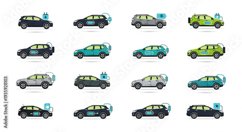 Electric Cars Collection Diverse Colors and Designs.