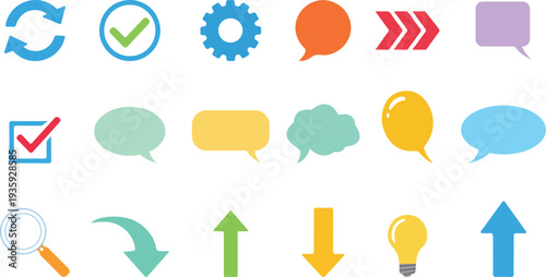 Flat Design Icon Set for Web and App Interfaces with Modern UI Symbols