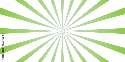 Vibrant Green Sunburst Rays Radiating from Center on White Background Abstract Graphic Design radial