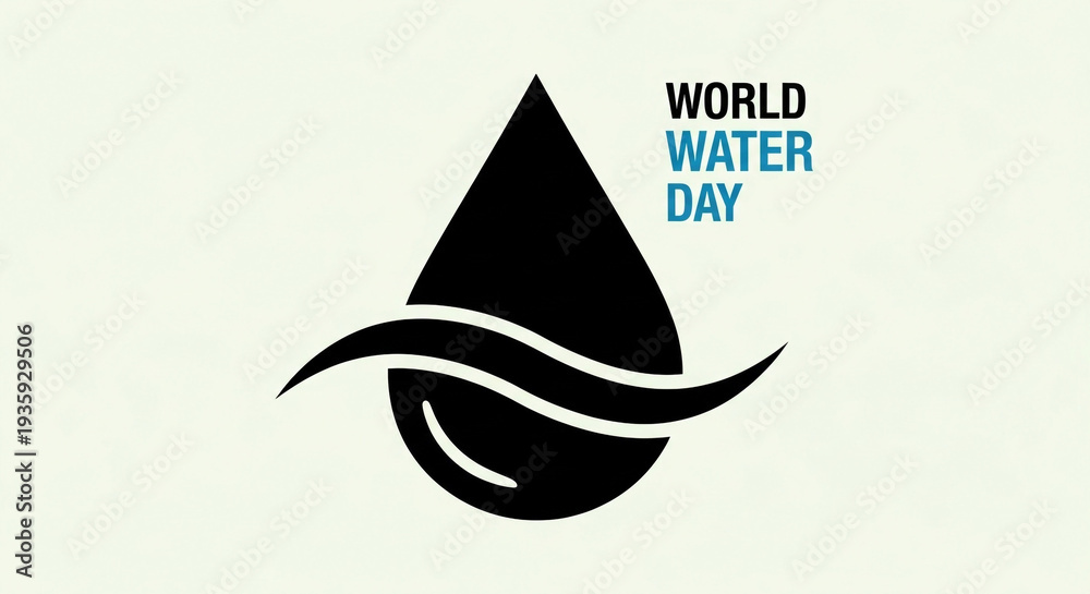 Fototapeta premium World water day logo with a drop of water and wavy lines
