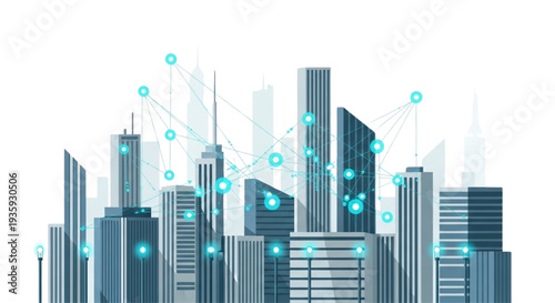 Smart City Network Connections and Futuristic Urban Technology Development