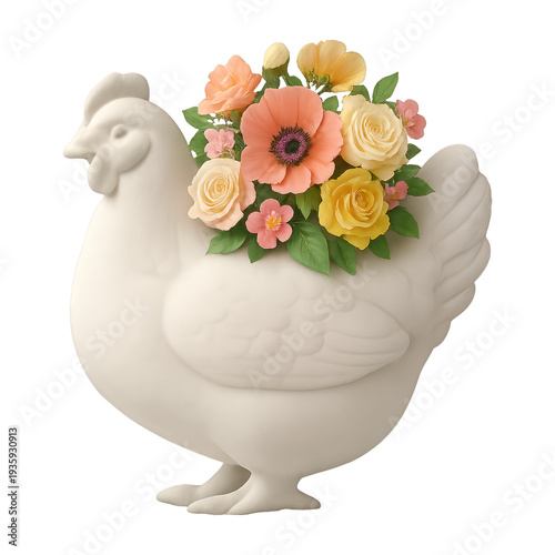 PNG Ceramic hen vase flowers