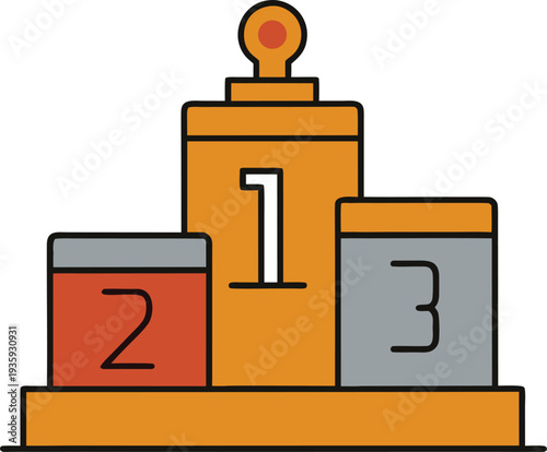 Orange gold and gray podium with numbered steps for winners vector illustration EPS PNG file