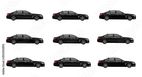Black Cars in Grid Formation.