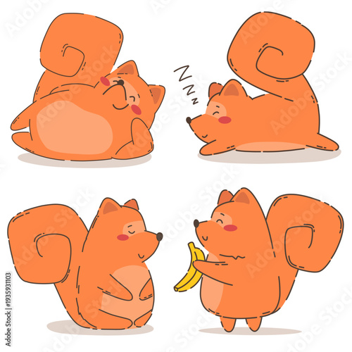 Cute and adorable squirrel character in a flat cartoon style.