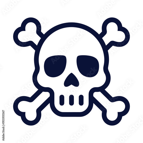 Vector features a skull with crossed bones symbolizing danger or pirate themes