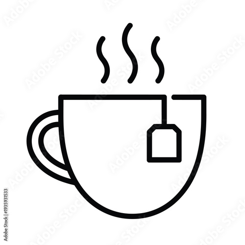 Vector of a hot cup of tea with steam rising from a teabag