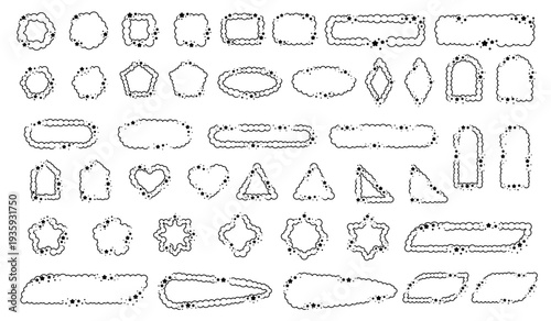 A frame shape of clouds surrounded by stars set. Vector illustration.