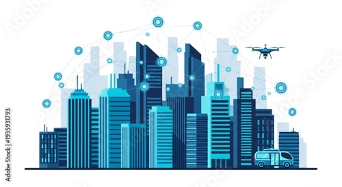 Smart City Futuristic Urban Landscape with Technology Integration and Innovation