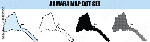 Collection of four Eritrea map vector graphic illustrations featuring solid and dotted designs