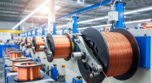 Copper Wire Manufacturing Process in a Modern Industrial Factory.