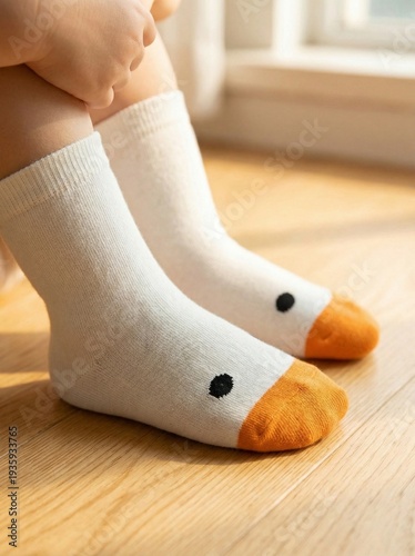 children's socks with ducklingson a leg