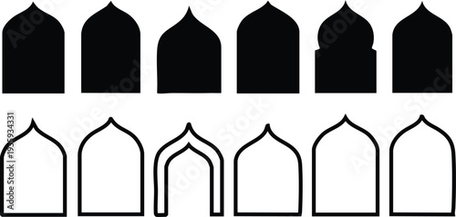Black and white islamic architectural arches