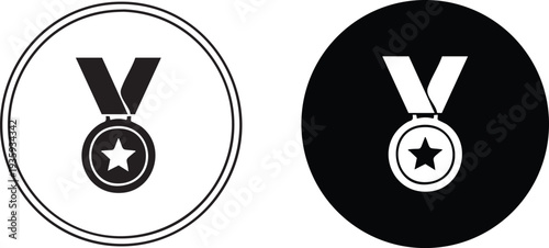 Black and white medal with stars