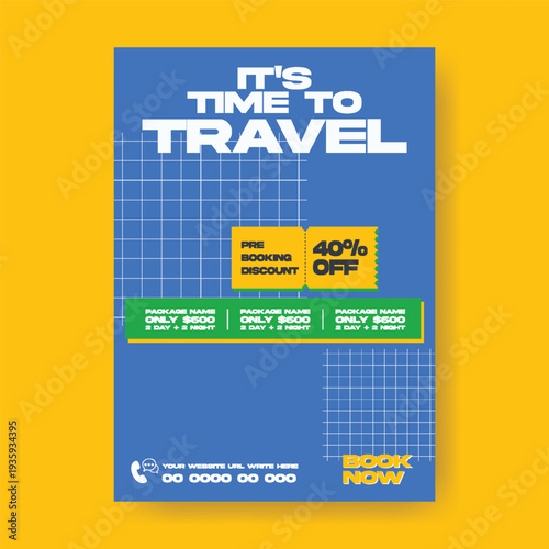 Retro Vintage Style Study Abroad Travel Flyer Poster Template, Tourism Agency Brochure Cover Design, Visa Assistance Promotion, Global Travel Airline Booking, Holiday Package