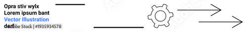 Process management, workflow optimization, automation, business efficiency, systematic approach, productivity. Gear connected to arrows and text elements. Process management and workflow optimization
