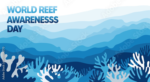 World Reef Awareness Day coral reef ocean waves illustration design