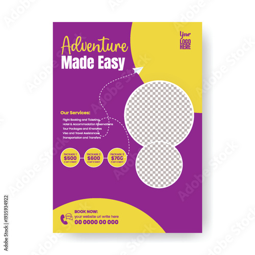 Travel Agency Marketing Template Flyer Poster Brochure Cover for Summer Holiday Promotion, Airline Ticket Booking, Luxury Resort Offer, Tourism Campaign