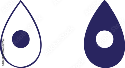 Blue and white teardrop shapes with circles