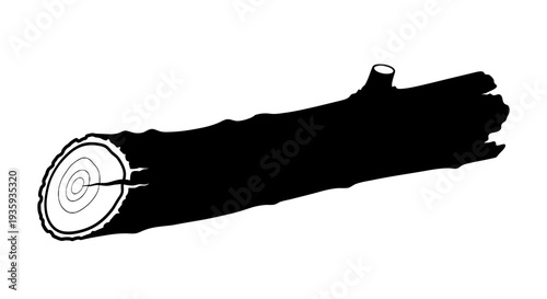 Simple illustration of a dark roughly hewn log on a white background