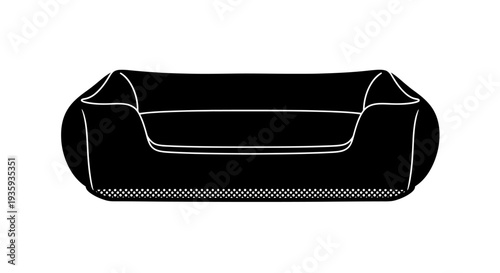 Simple black and white illustration of a modern dog bed