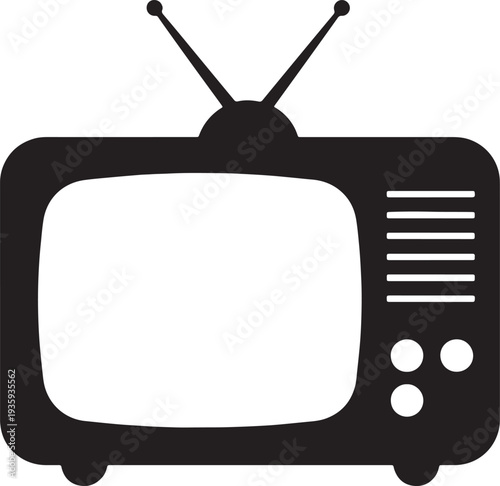 Black and white of a vintage television set with antenna also transparent background