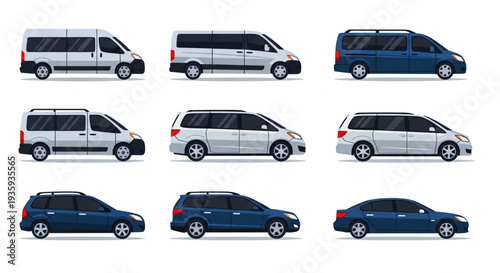 Collection of Minivans and Cars.