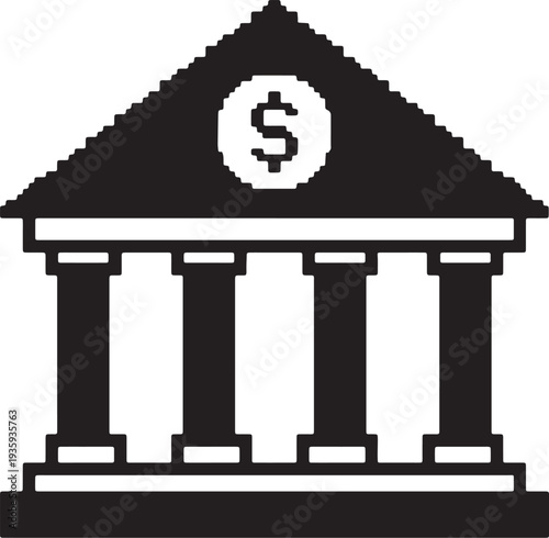 Black and white of bank building with dollar sign also transparent background money
