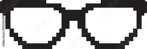 Black and white pixel sunglasses also transparent background digital retro