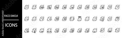 Collection of modern face emoji icons in various expressions