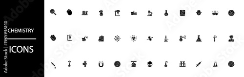 Chemistry icons for science and laboratory use