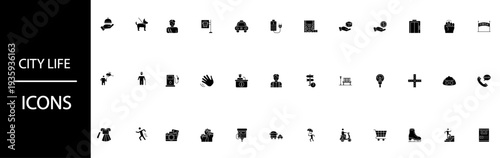 City life icons for modern urban projects and presentations
