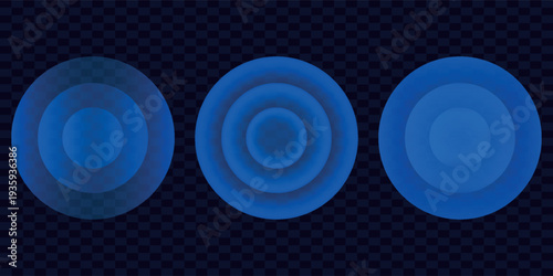 Sound wave. Signal concentric circle. Round light effect. Wifi range. Radio station signal. Water ripple with circle waves. A place or a painful point. Radar screen. Vector effect.